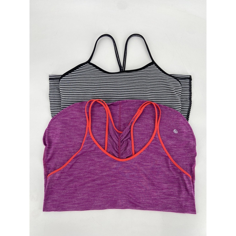 LOT OF 2 Lululemon Tank Tops Active Top Women's Size 10 (One Built in Bra)‎